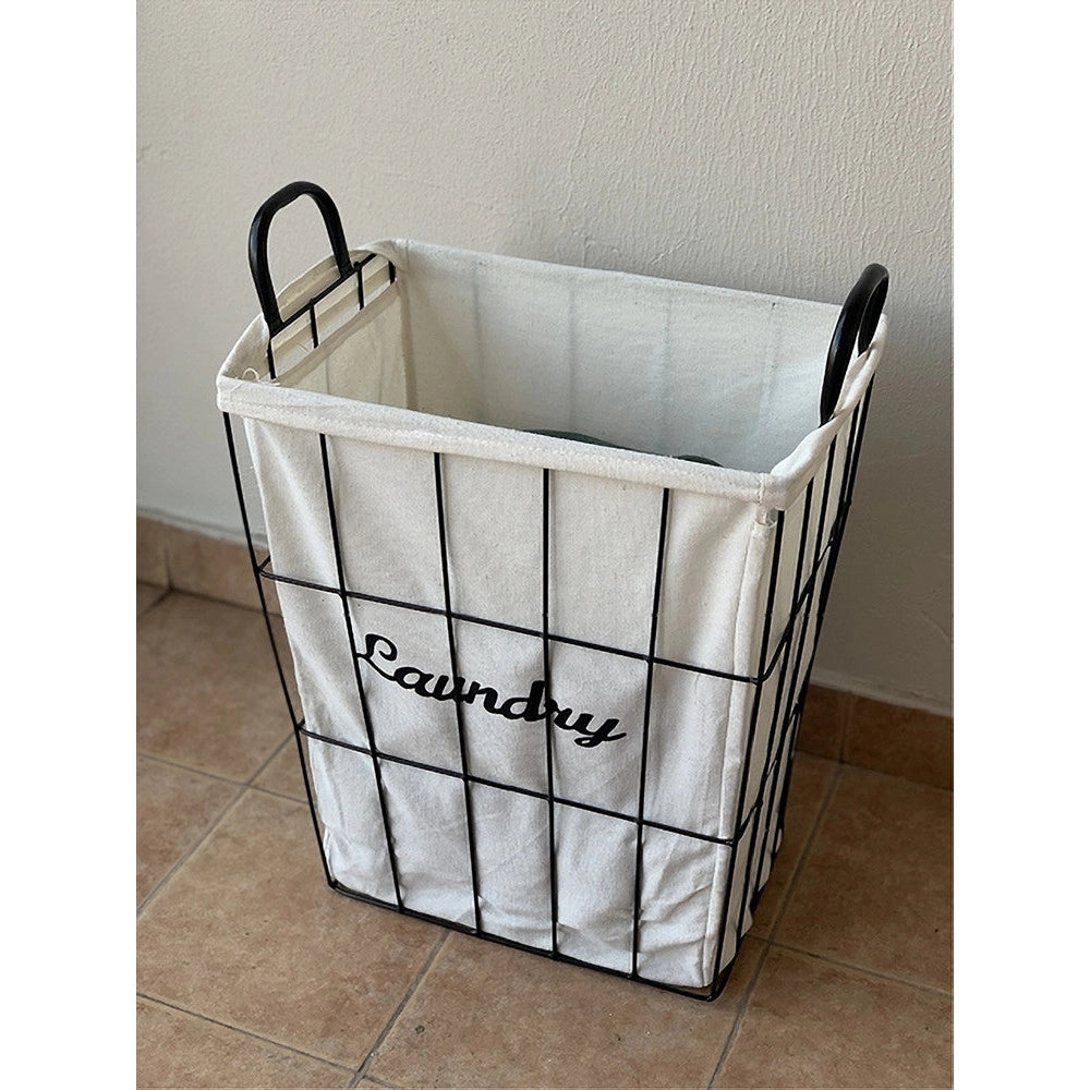 Trade Shop - Cesto Contenitore Portabiancheria In Tessuto Con Struttura In Metallo Bagno 10630 -