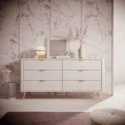 Madia Hali, Credenza 6 Cassetti, 163x38x81h cm Beige