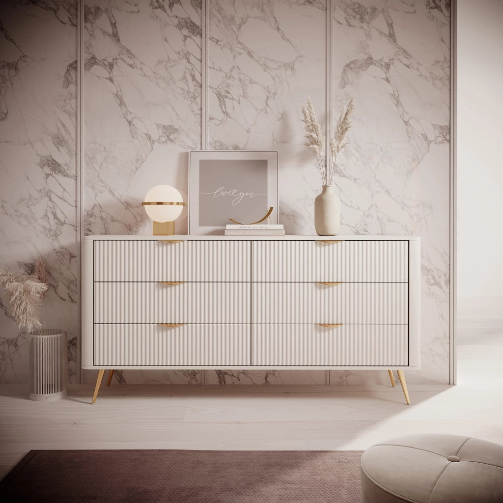 Madia Hali, Credenza 6 Cassetti, 163x38x81h cm Beige