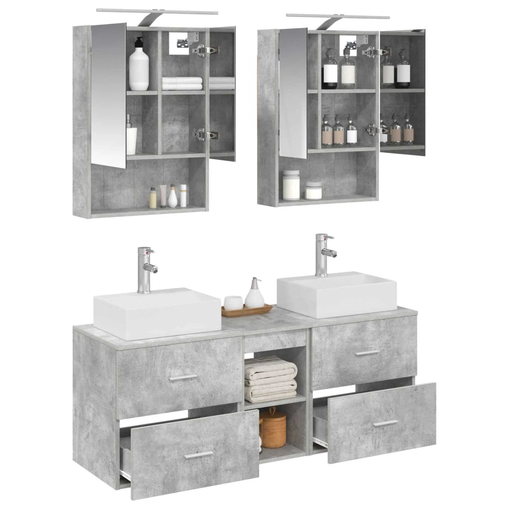 Set di mobili per il bagno 5 pcs Grigio Cemento 3406802