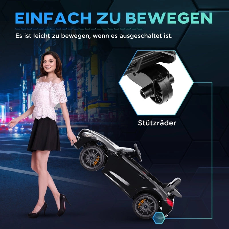 Macchina elettrica per bambini, Mercedes, 3-5 km/h, telecomando, luci e musica, nera