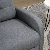 Poltrona Reclinabile 155° max in Tessuto Effetto Lino Grigio con Poggiapiedi, 67x87x98 cm