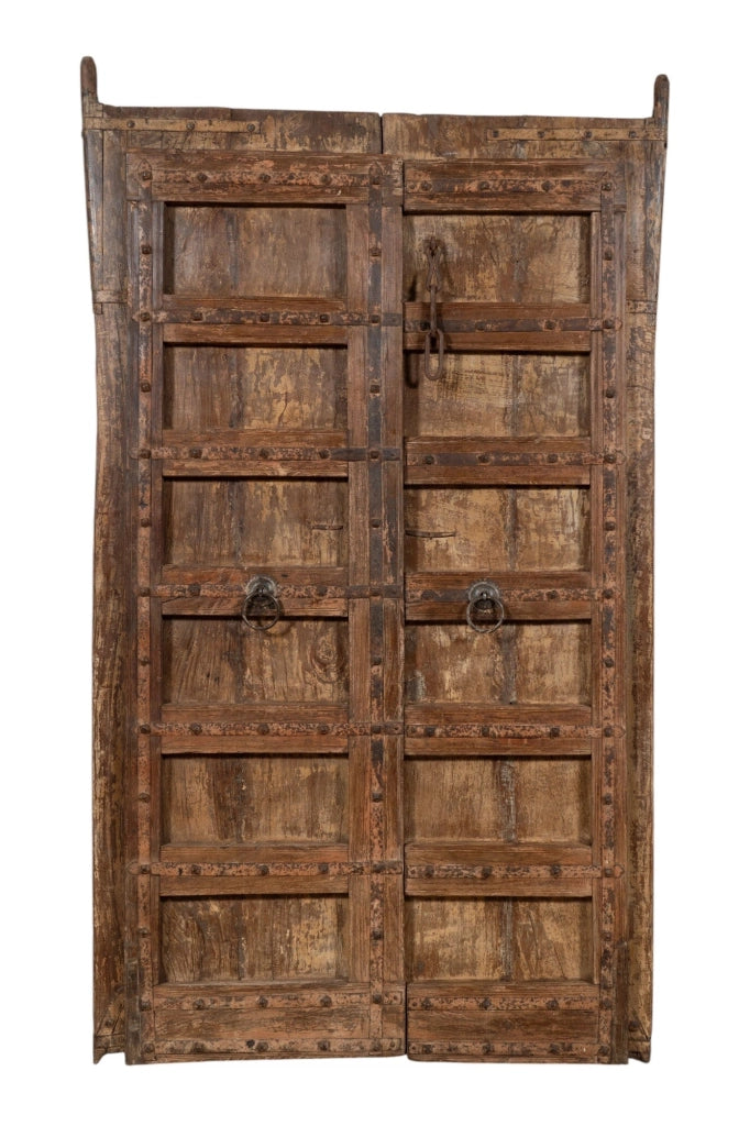 Biscottini Porta portone in legno massello e ferro da interno o da esterno vecchia e antica medievale