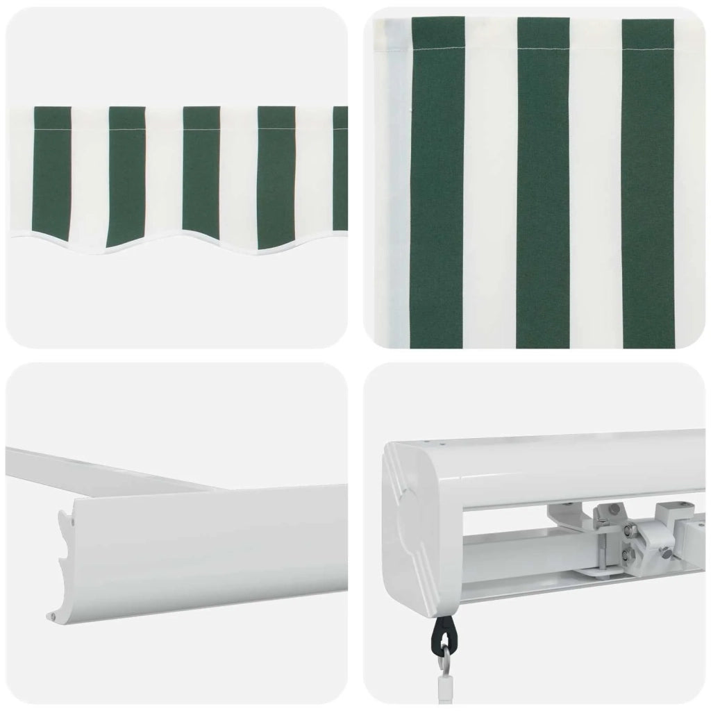 Tenda Retrattile Verde e Bianco 500 × 300 cm Tessuto e Metallo 3331471