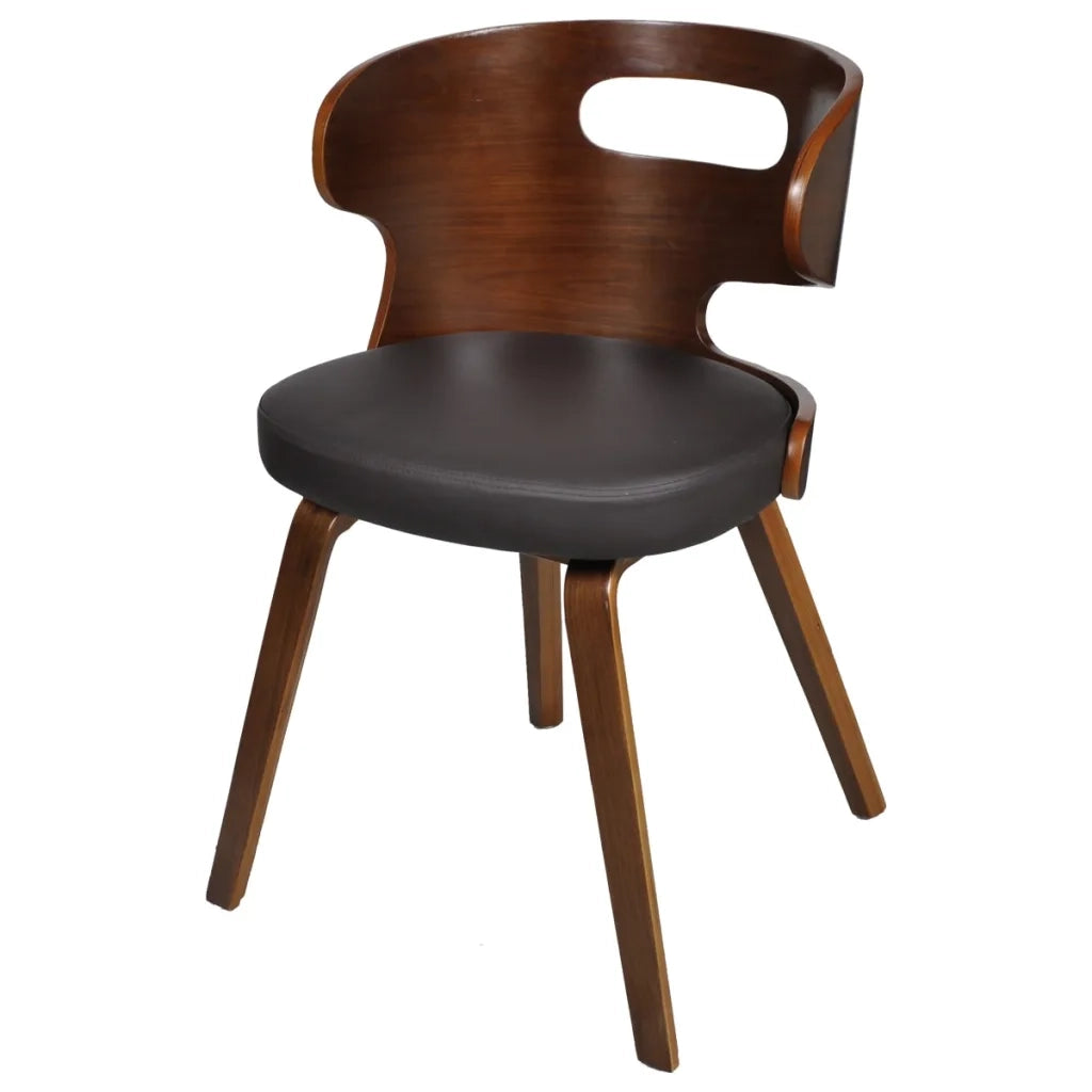 Sedie da Pranzo 4 pz Marroni in Legno Curvo e Similpelle cod mxl 39545