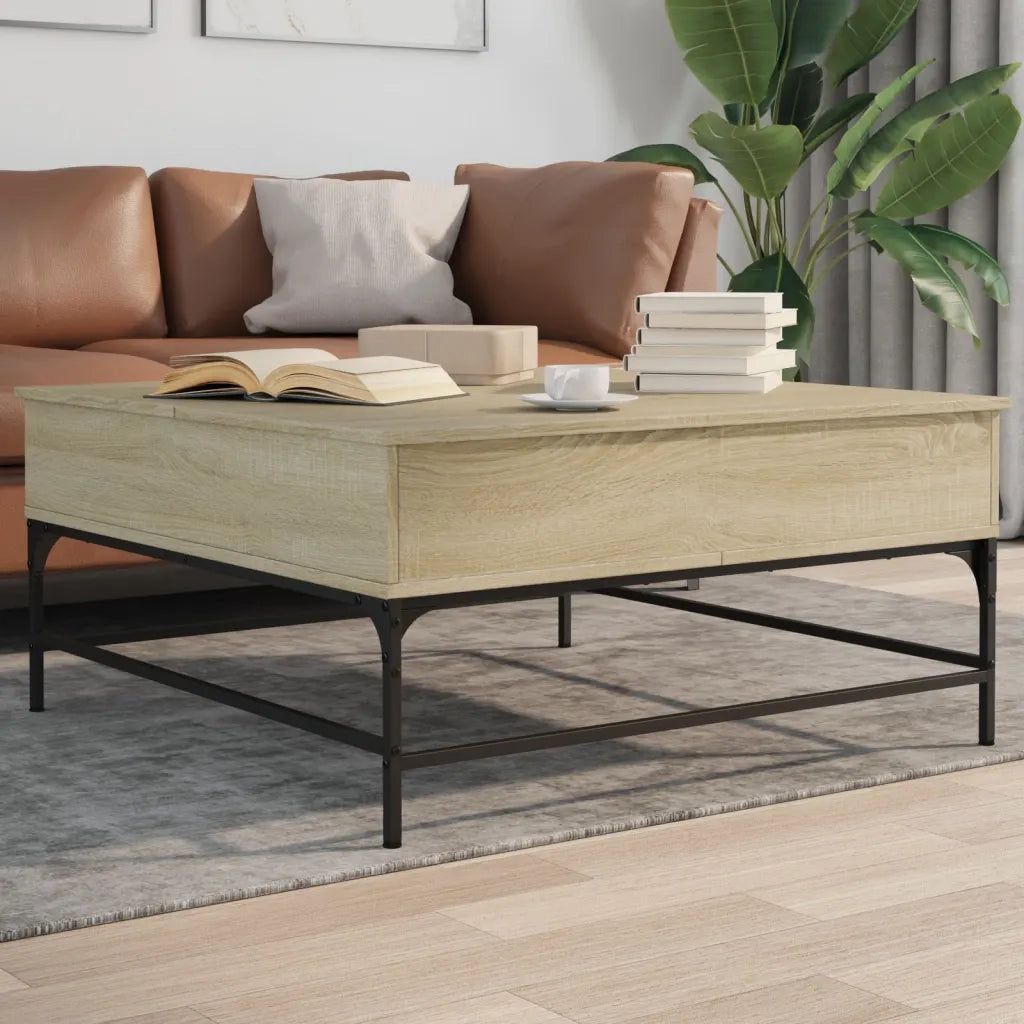 Tavolino Rovere Sonoma 95x95x45 cm Legno Multistrato e Metallo 3217065