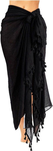Scialle per donna - Scialli - Scialle con frange - Cappotto da sera - Stola - scialli e cappotti da sera - nero con Frange - elegante - leggero - tessuto da spiaggia - per Abito da sera, Urban, abbigliamento da sera - 180*110cm
