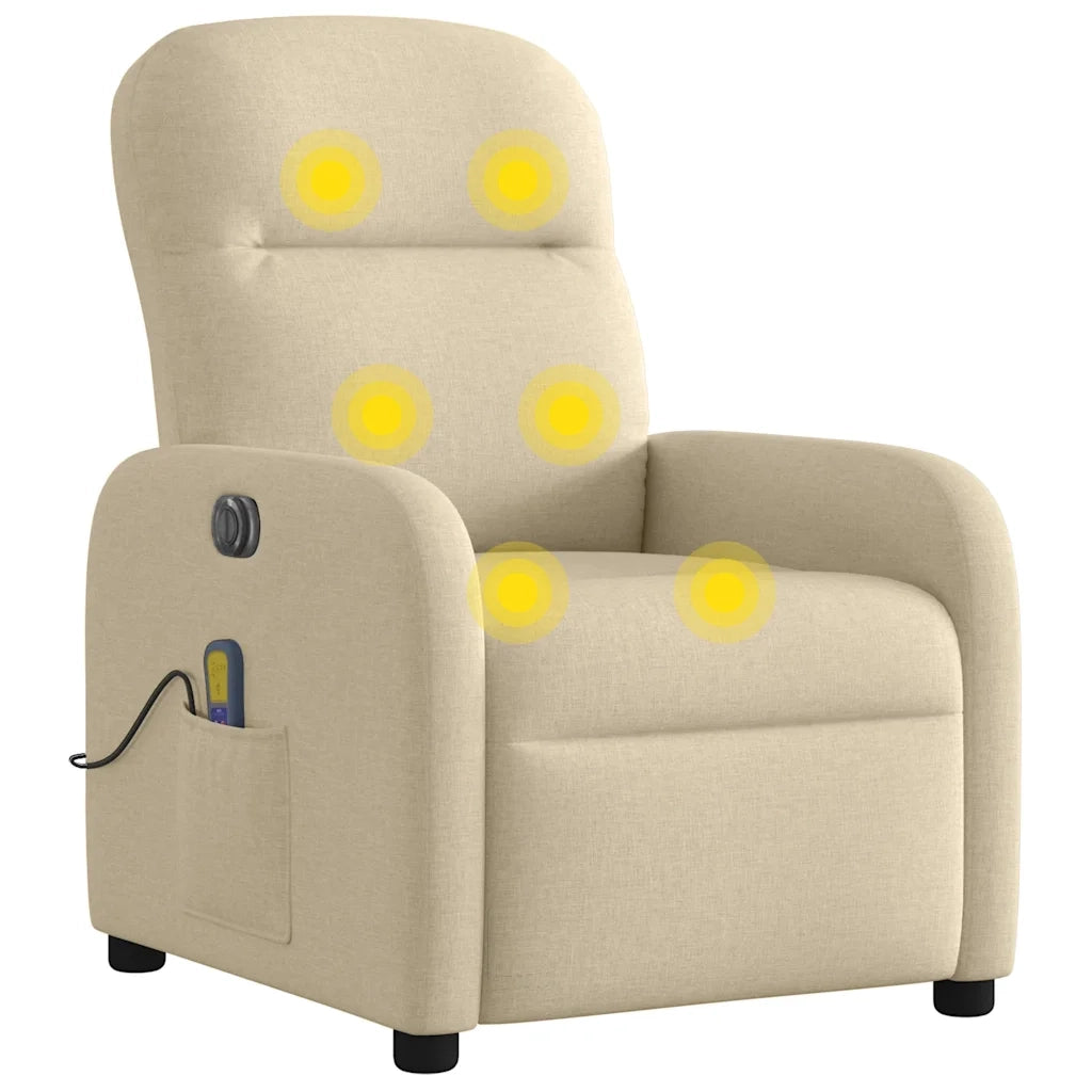 Poltrona Reclinabile Massaggiante Elettrica Crema in Tessuto 3302970