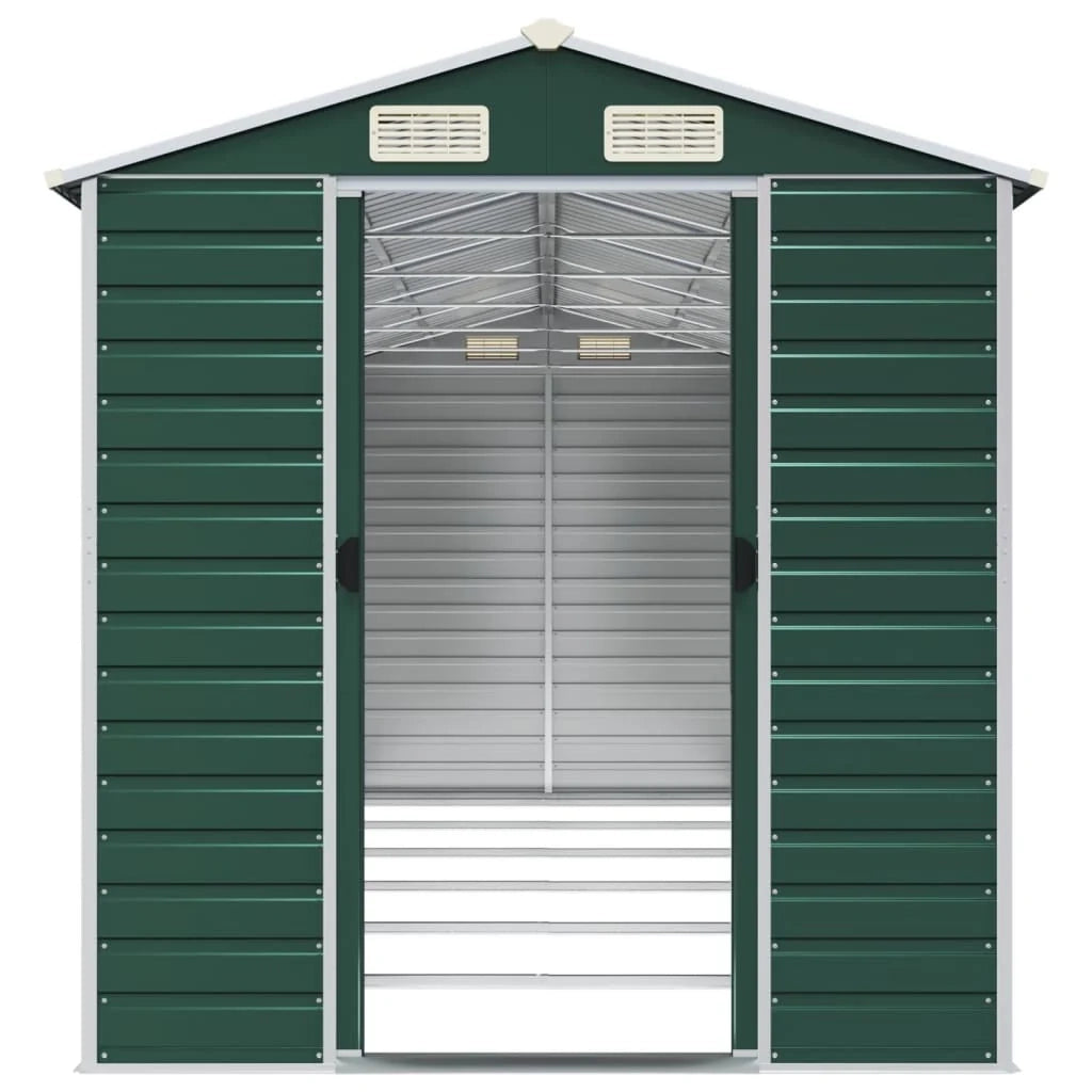 Casetta da giardino cabina ripostiglio casetta da esterno robusta casetta per attrezzi 191 x 555 x 198 cm acciaio zincato verde 02_0022352