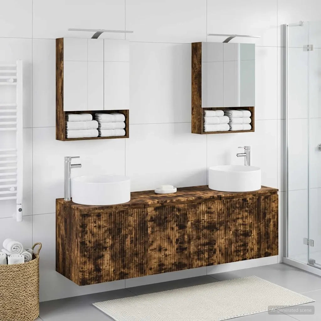 Set di Armadi da Bagno 5 pcs Rovere Fumo Legno ingegnerizzato 3406563