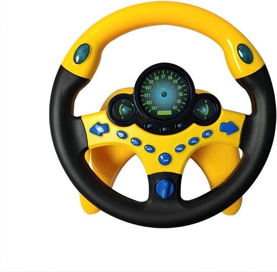 Giocattolo per bambini con simulatore di guida portatile con suono e musica - Regalo educativo per bambini in età prescolare - Giallo.