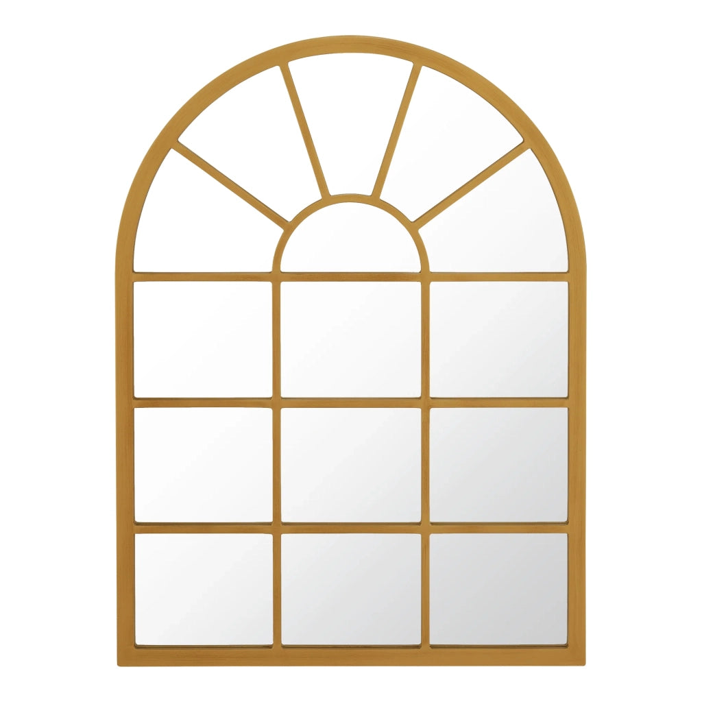 Specchio da parete arrotondato a forma di finestra 80 x 60 cm oro 03_0007959