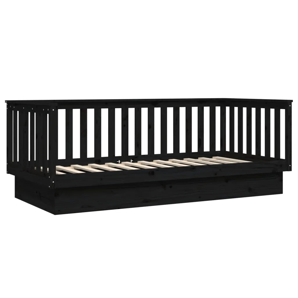 Dormeuse Nera 100x200 cm in Legno Massello di Pino 821573