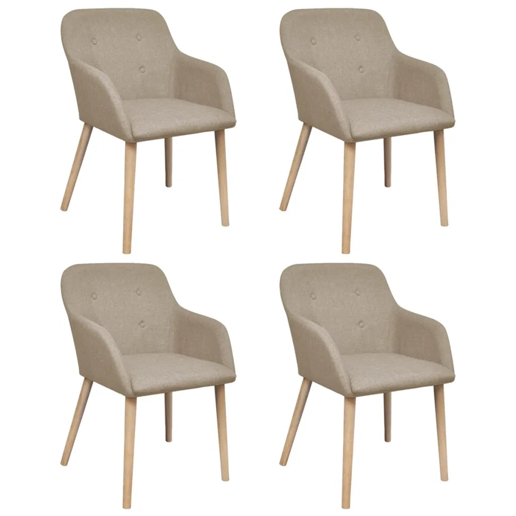Sedie da Pranzo 4 pz Beige in Tessuto e Massello di Rovere  cod mxl 58999