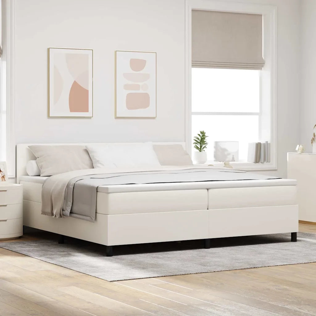 Letto a Sorgente LED con testiera Crema e Bianco 200 x 200 cm 3337617