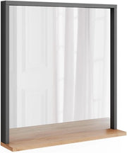 Specchio da parete Orlando, Antracite/quercia dorata, 57 x 60 cm con specchio, adatto per montaggio a parete in corridoio, camera da letto o bagno
