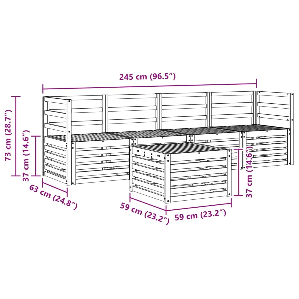 Set di divani da esterno 5 pcs Bianco Legno di Acacia Massello 3391334
