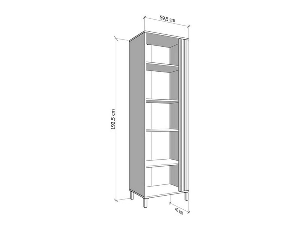 Mobile Espositore Mondaino, Vetrina 4 Ripiani, 59.5x40x192.5h cm Marrone Rovere Nodi