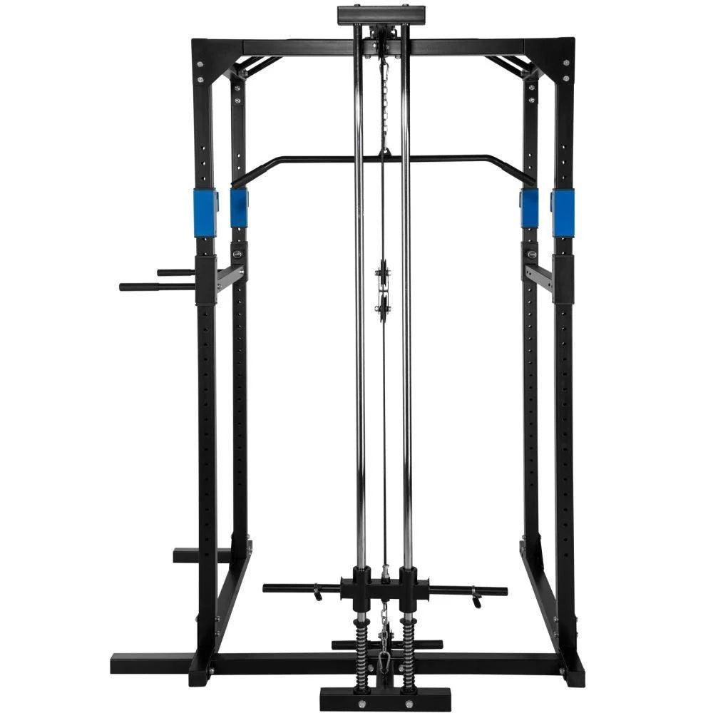 Gabbia per sollevamento pesi in acciaio rastrelliera per sollevamento pesi stazione fitness nero/blu 08_0000428