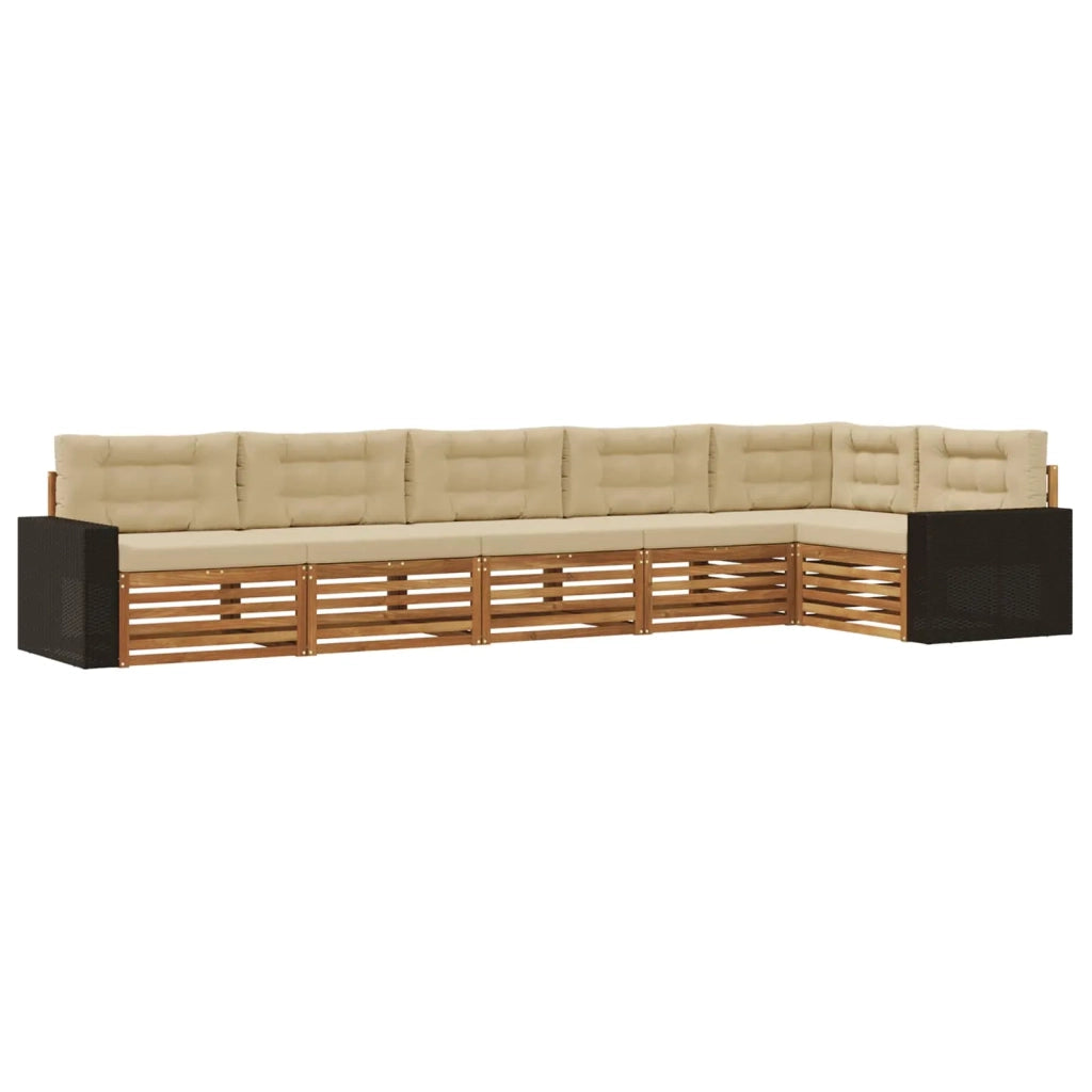 Set di divani da esterno 6 pz Naturale e Beige Poliestere 3383426