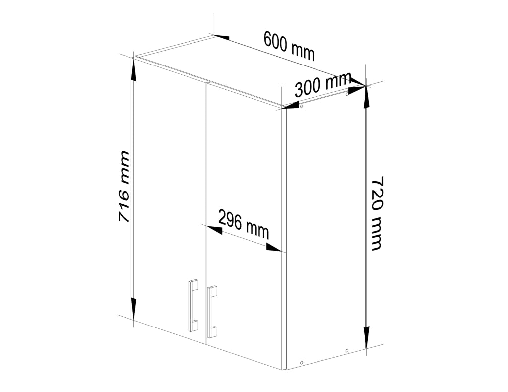 Mobile da cucina pensile sistema AKORD LIMA Bianco 60 cm 2 ante inserto frontale Sonoma Quercia 60x30,5x72 cm
