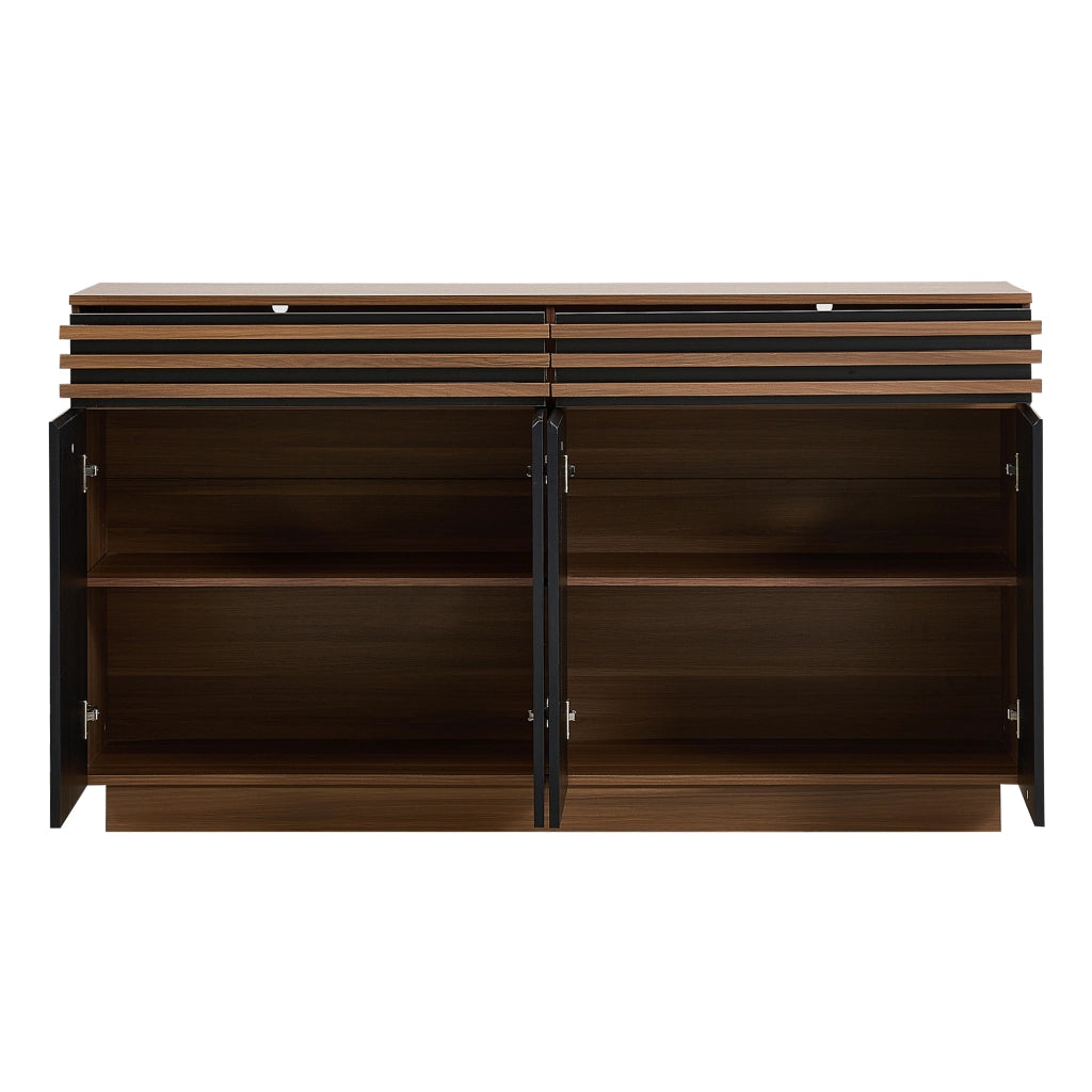 Credenza con 2 cassetti e 4 ante con ripiani regolabili per soggiorno; sala da pranzo e cucina; 150×40×85 cm
