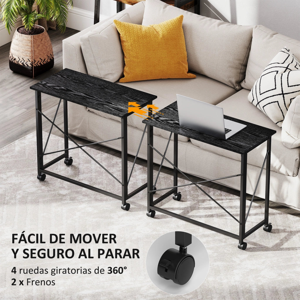 Scrivania pieghevole con ruote ¨C zephmum ¨C 80x40x75 cm nero