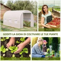 Serra da Giardino a Tunnel 4x2x2m con Struttura in Acciaio e Telo in Polietilene Bianco