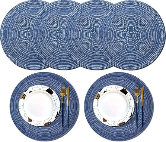 Set di Piatti Ronde Decorativi - Accessori da Tavola - 6 Pezzi - Neutrale - Polipropilene e Cotone