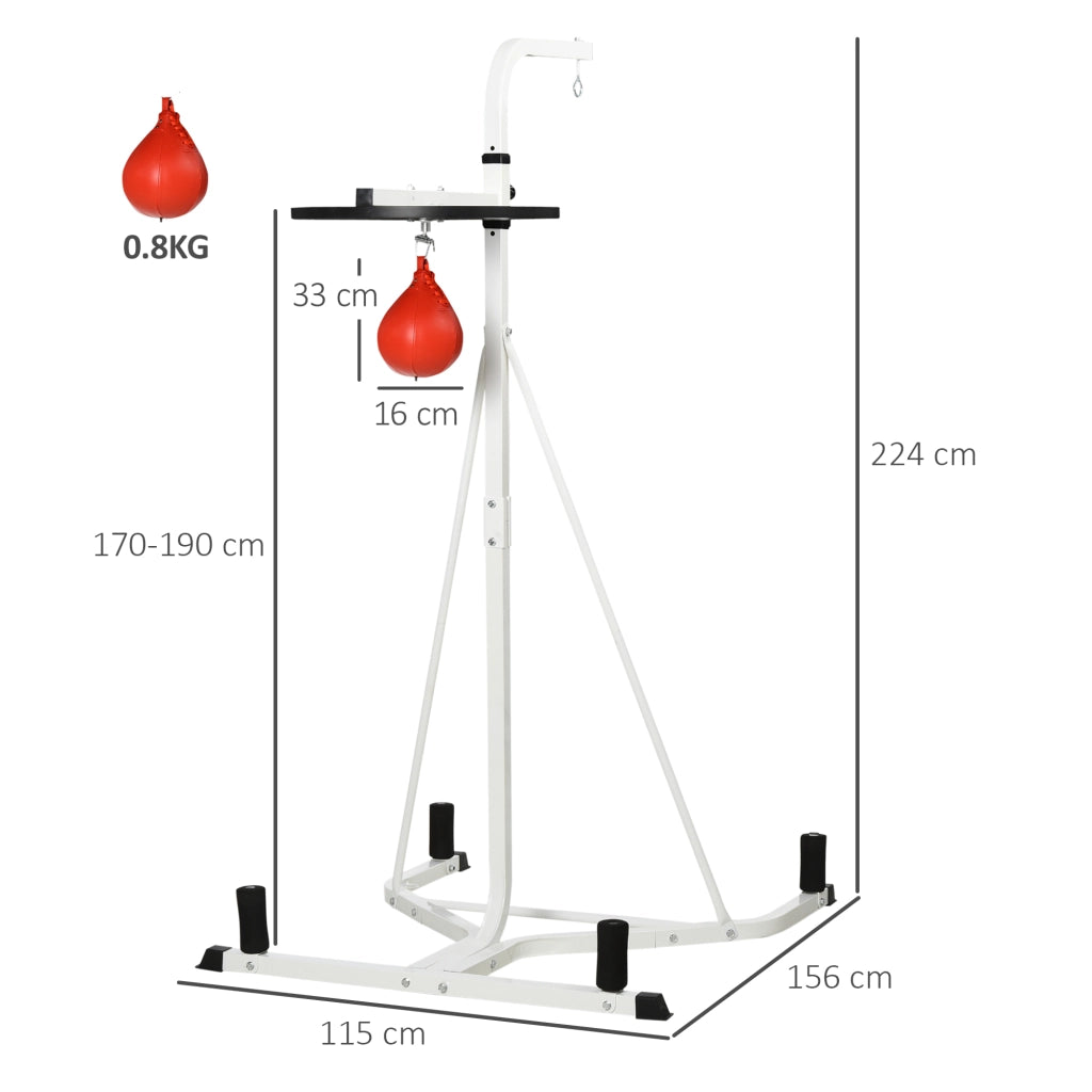 Sacco da boxe 2 in 1 con supporto e pera velocita' ¨C zephmum ¨C bianco 156x115x224 cm