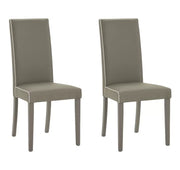 Set 2 sedie imbottite tortora ecopelle filo bianco (6041) - Mobili 2G