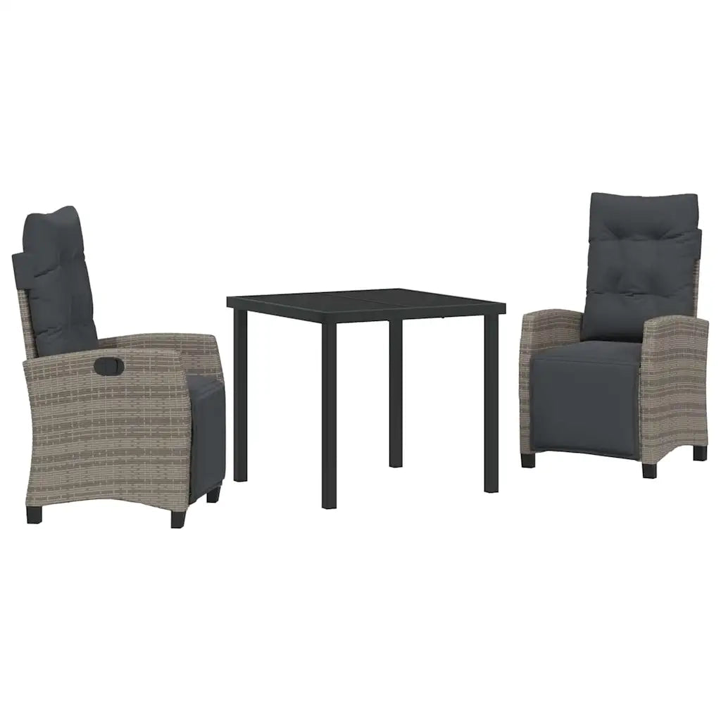 Set da Pranzo per Giardino con cuscino 3 pcs Grigio polyrattan 3380435