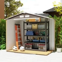 Casetta da Giardino Porta Utensili in Lamiera con Porte Scorrevoli, 213x130x185 cm, Grigio