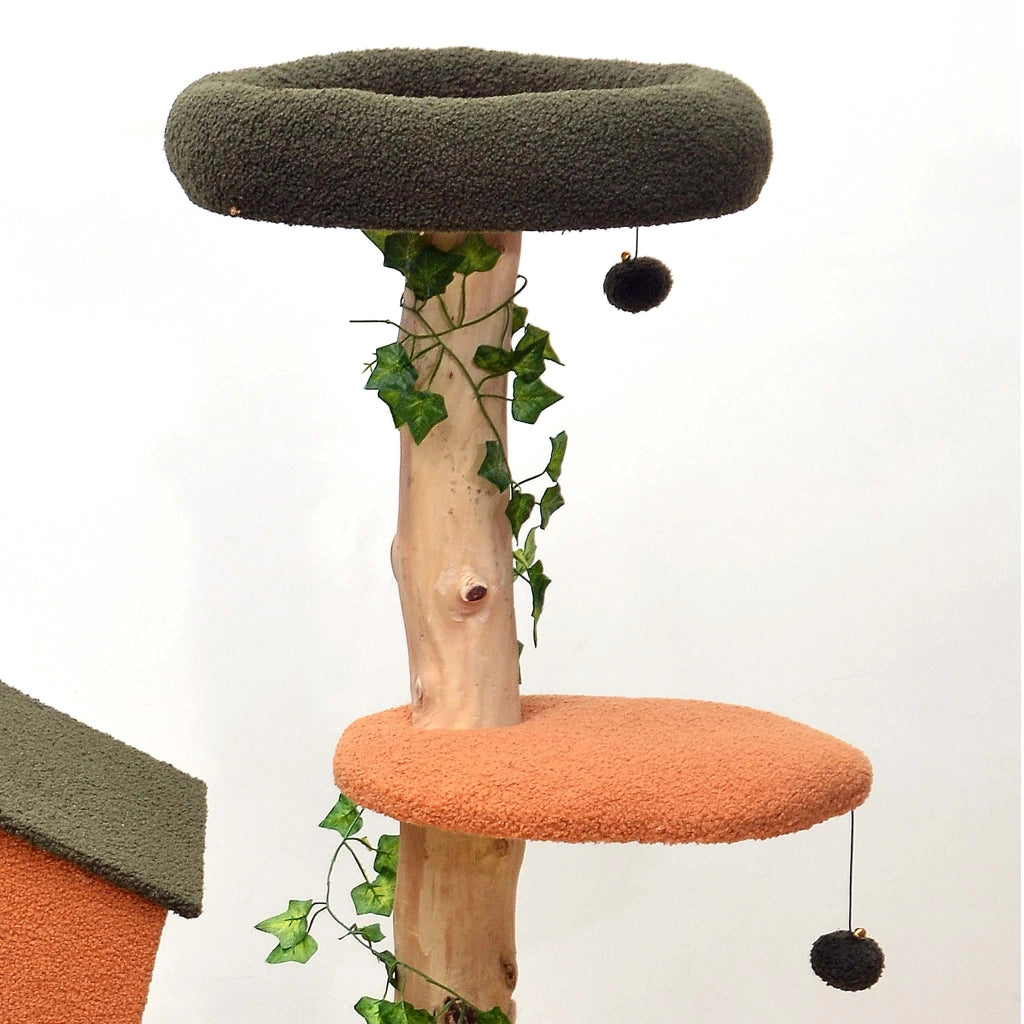 Fudajo Albero tiragraffi con effetto pianta 114 cm pelliccia e legno pero