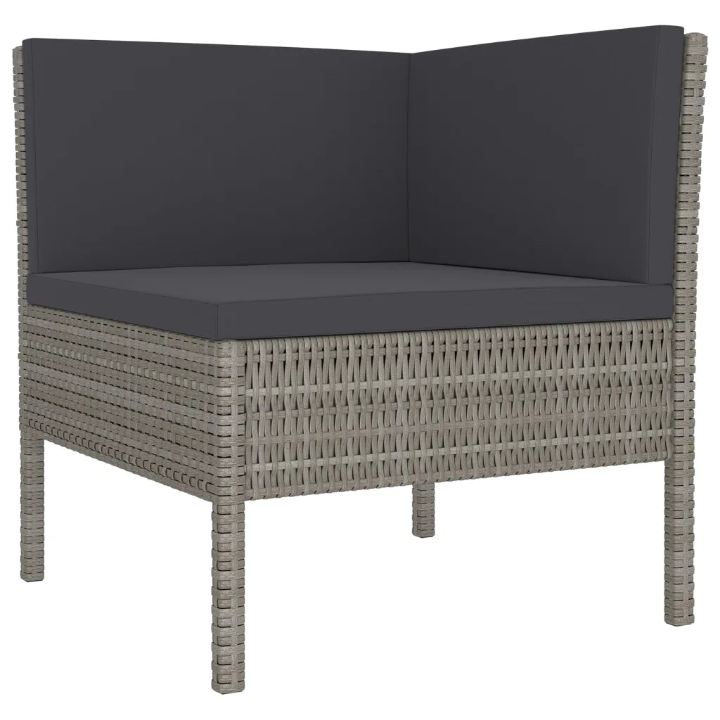 Set Divani da Giardino 5 pz | Set Salotto da Giardino con Cuscini in Polyrattan Grigio