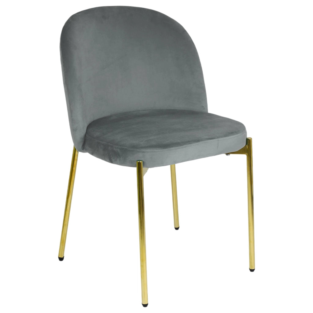 Sedia in Velluto con Gambe Oro Chiara Sedie in Metallo Dorato Poltroncina con Seduta Imbotti 1 SEDIA CHIARA GRIGIO / ORO