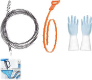 Pulitore di tubi di drenaggio a spirale - Attacco per trapano - Guanti - 3 m x 10 mm - Spirale universale - Riciclabile - Cucina e doccia - Blocchi ostinati