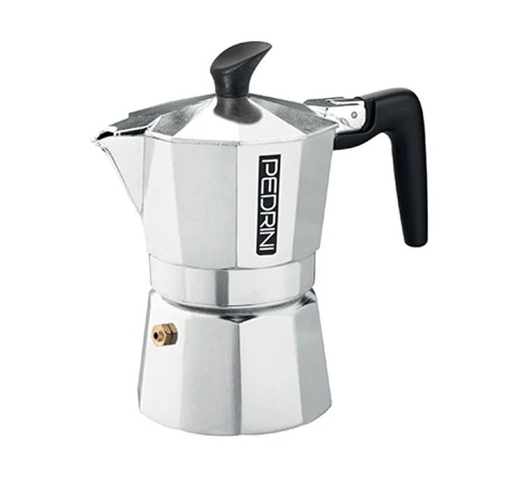 Macchinetta Caffè Moka in Alluminio Brillantata Nera 9 Tazze Pedrini