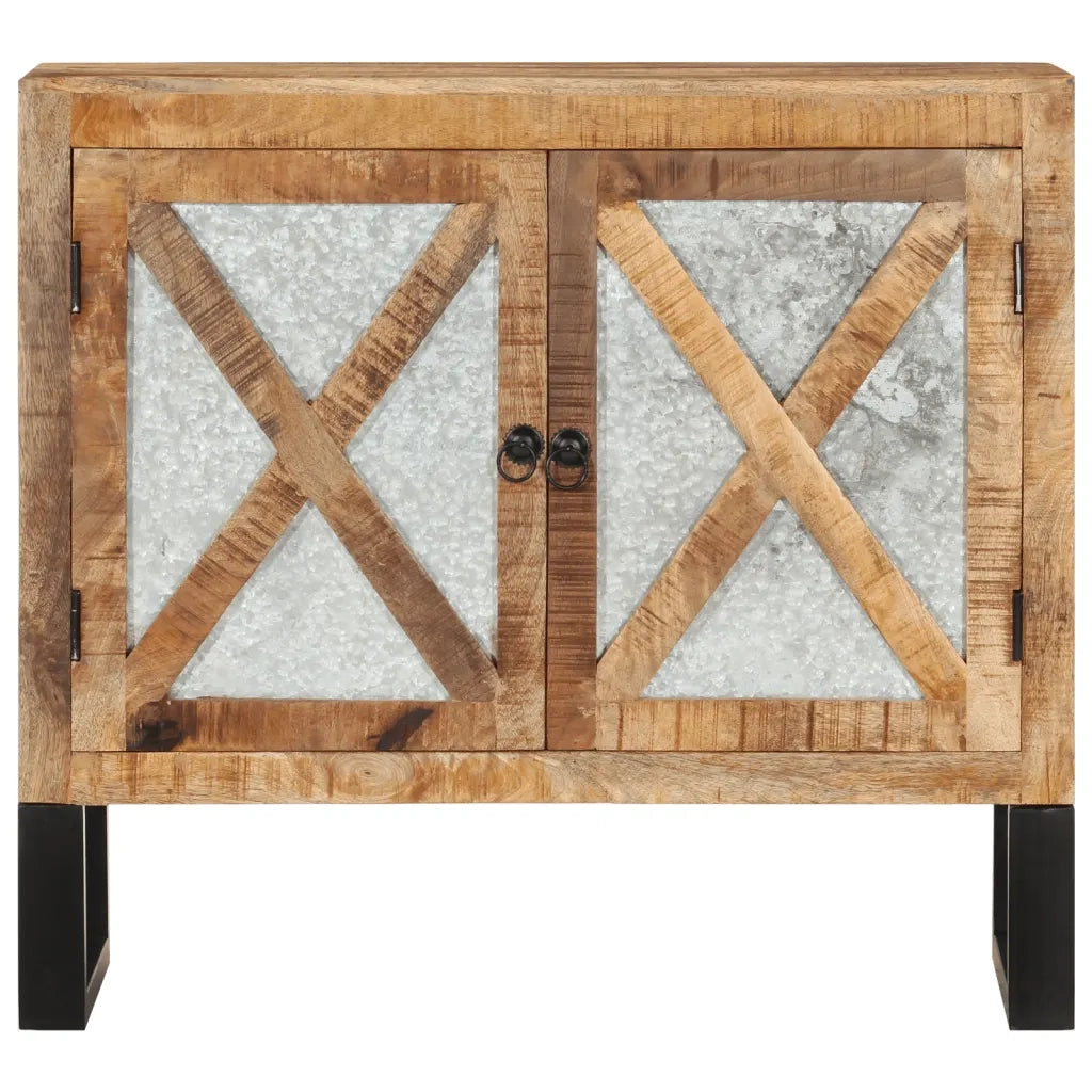 Credenza | Madia | Buffet da pranzo | Armadio da pranzo 80x30x71 cm in Legno Grezzo Massello Mango e Metallo