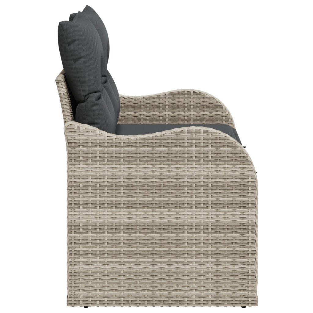 Divano da giardino a 2 posti con cuscini grigio chiaro in rattan sintetico