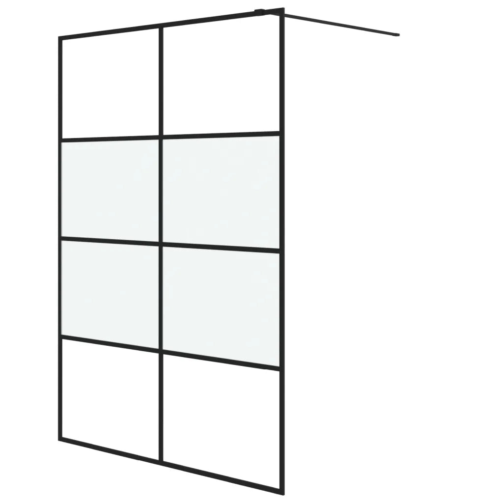 Parete Doccia Walk in Nera 140x195cm Vetro Semi Smerigliato ESG 152129