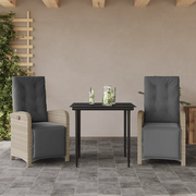 Set da Bistrò 3 pz con Cuscini Grigio Chiaro in Polyrattan 3212598