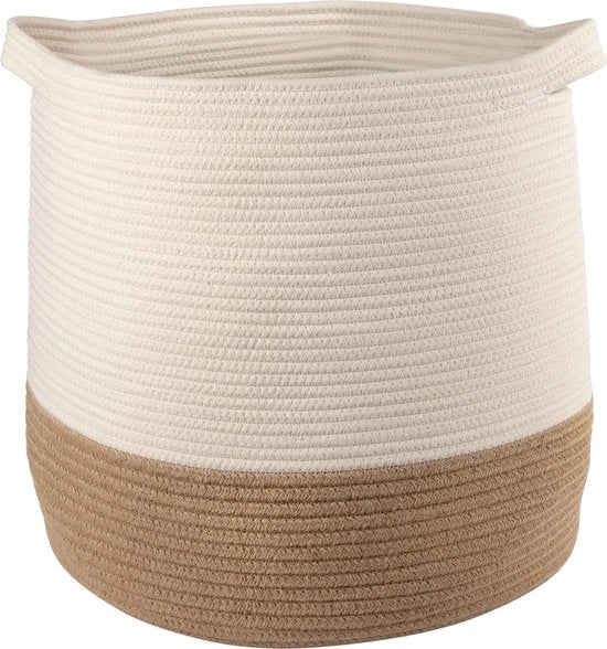 Mandopvitrina decorativa in cotone - 43 x 43 cm - con maniglie - contenitore per coperte, giocattoli e accessori per la nursery.