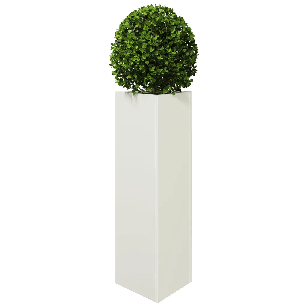 Fioriera da Giardino-Vaso da Esterno Bianca Triangolare 30x26x75 cm in Acciaio