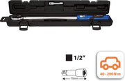 Chiave a momento per l'auto - 1/2 pollice lato quadrato - azionamento a 45 denti - chiave inglese - trazione 40 a 200 Nm - acciaio cromo-vanadio - con estensione - per autovetture