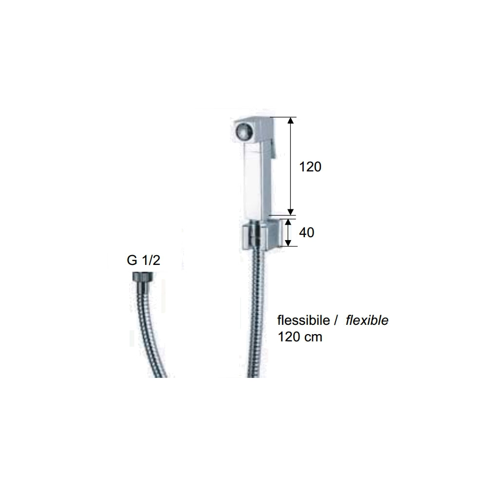 Set doccetta bidet relax sq con doccia quadrata, flessibile e supporto lux