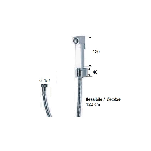 Set doccetta bidet relax sq con doccia quadrata, flessibile e supporto lux
