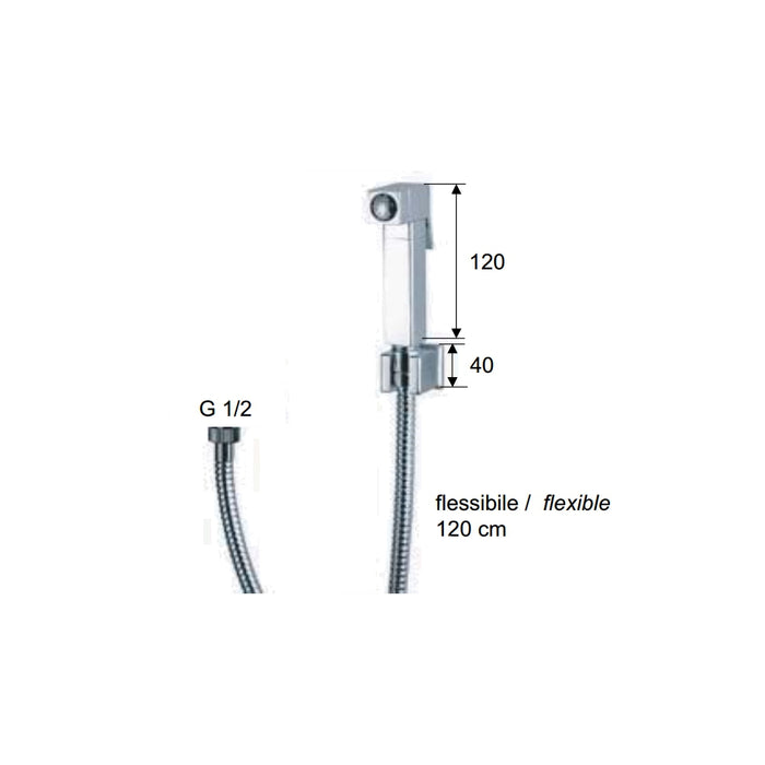 Set doccetta bidet relax sq con doccia quadrata, flessibile e supporto lux