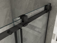Porta Doccia Scorrevole Frameless Cristallo 8 mm Trasparente Telaio Nero Opaco - Misura: 120 xh195 cm