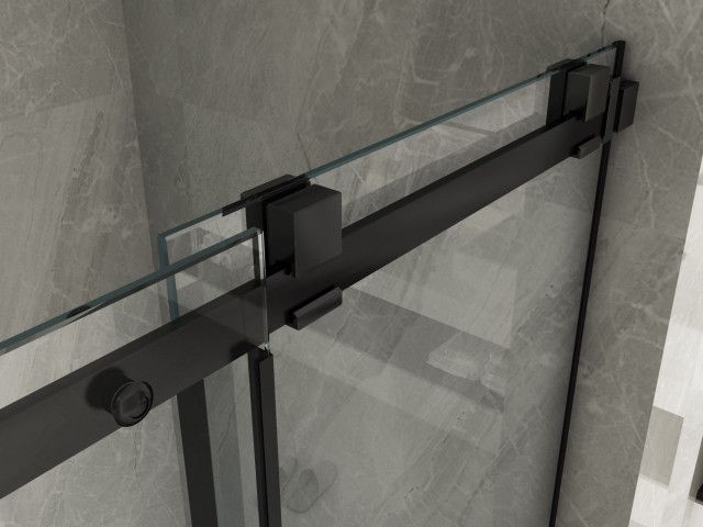 Porta Doccia Scorrevole Frameless Cristallo 8 mm Trasparente Telaio Nero Opaco - Misura: 120 xh195 cm
